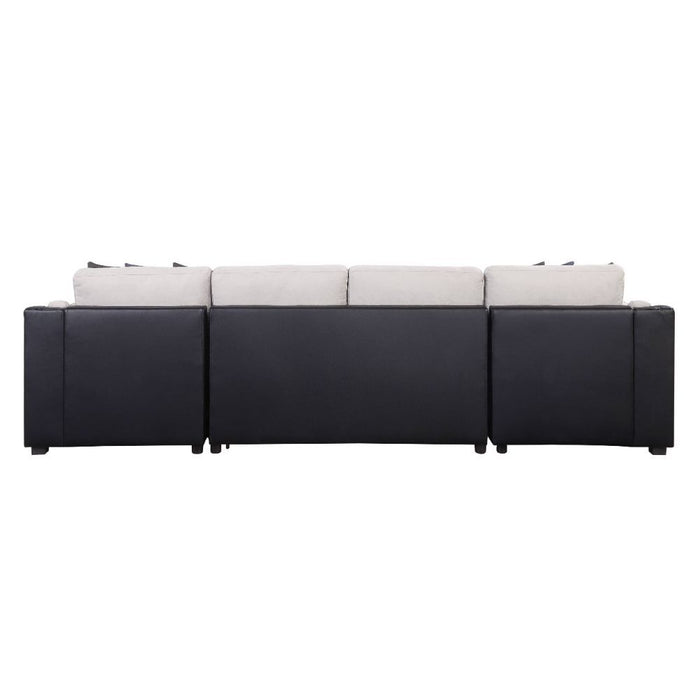 Merill - Sectional Sofa - Beige Fabric & Black PU Unique Piece Furniture