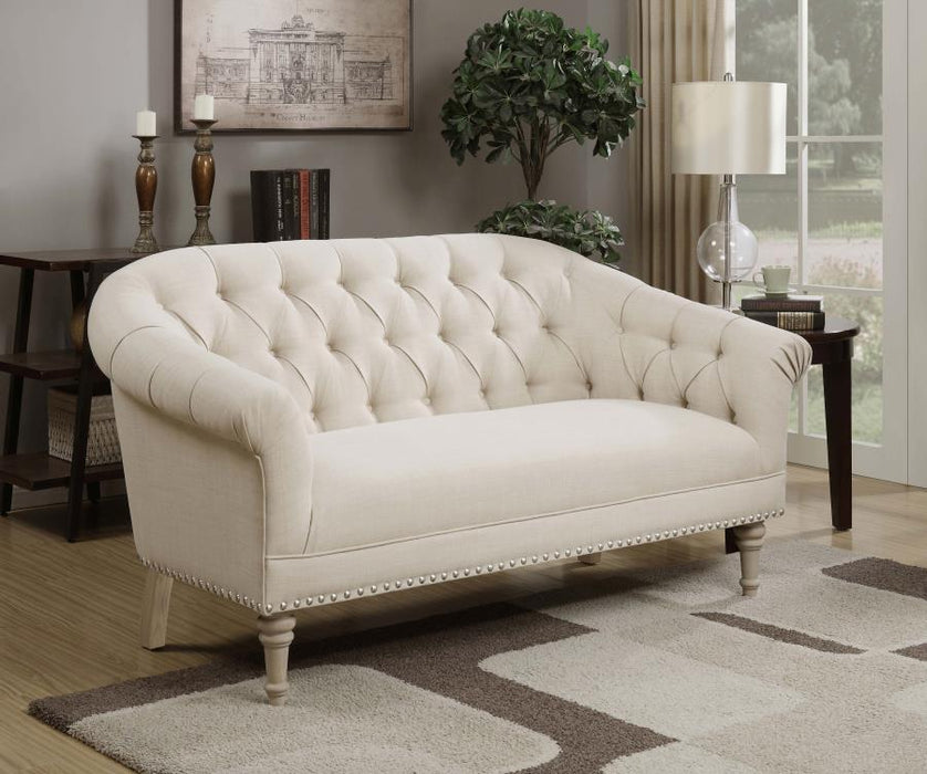 Billie - Tufted Back Settee With Roll Arm - Natural Unique Piece Furniture