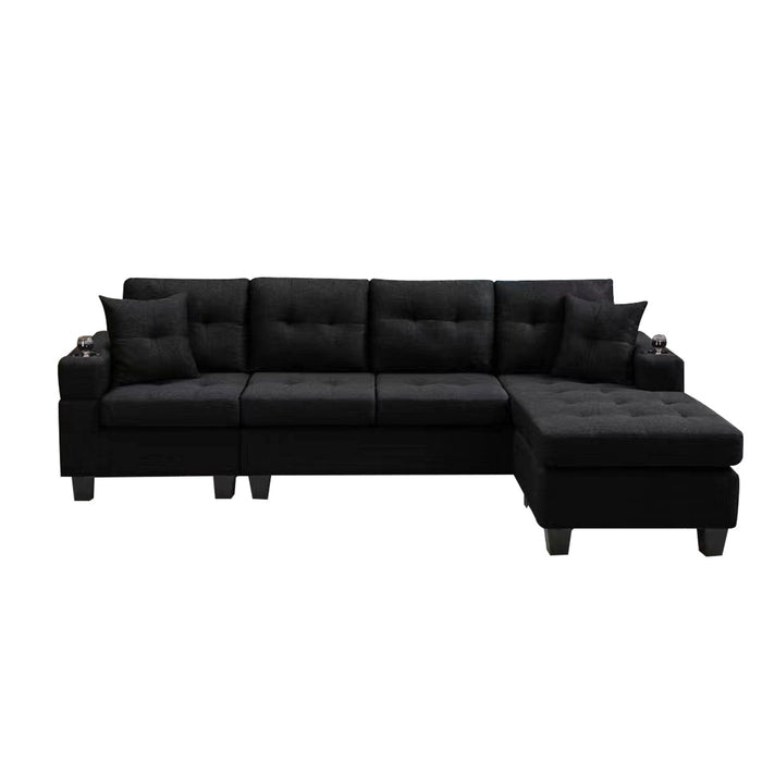 Mega Right Sectional Sofa With Footrest, Convertible Corner Sofa With Armrest Storage, Living Room And Apartment Sectional Sofa, Right Chaise Longue And Gray