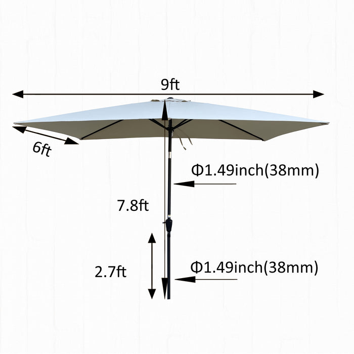 6 X 9 Ft Patio Umbrella Outdoor Waterproof Umbrella With Crank And Push Button Tilt Without Flap For Garden Backyard Pool Swimming Pool