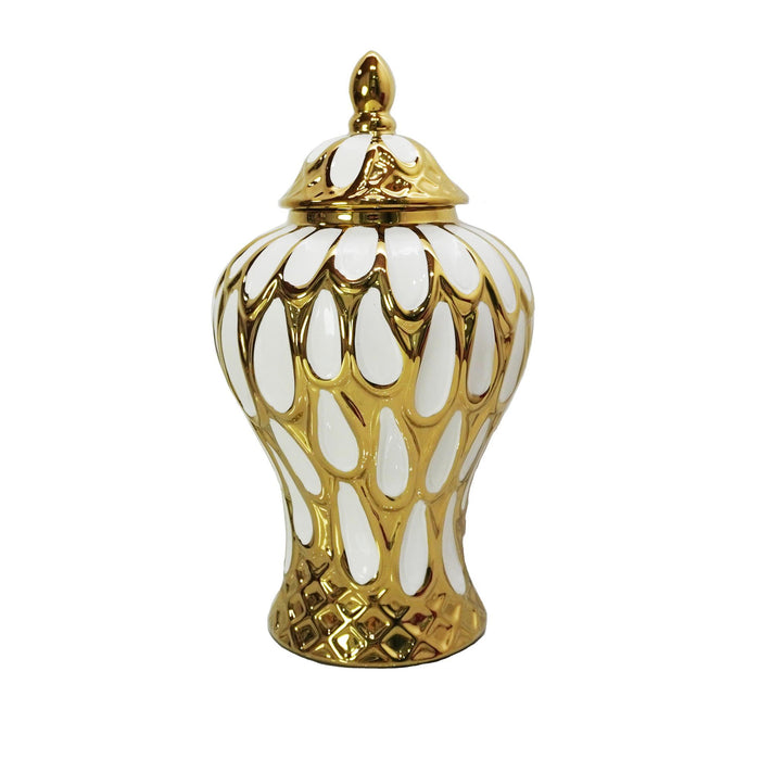 Alluring Ginger Jar With Removable Lid - White