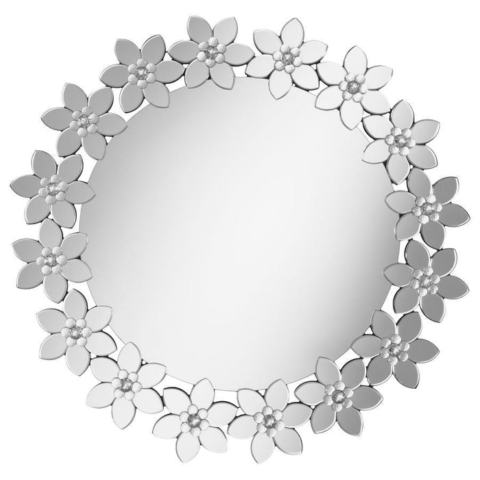 Cordelia - Round Floral Frame Wall Mirror Unique Piece Furniture