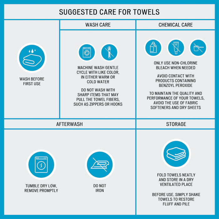 100% Cotton Bath Sheet Antimicrobial (Set of 2) - Aqua