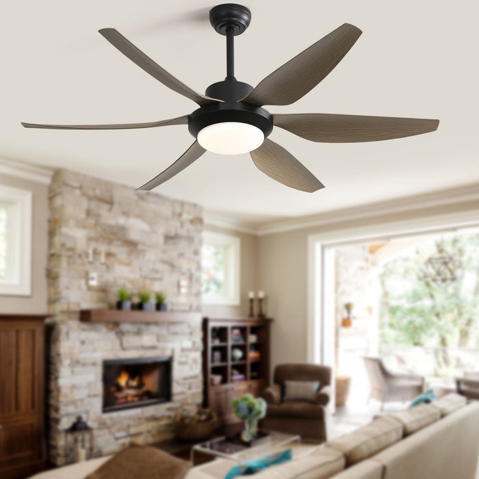 Indoor Ceiling Fan With Dimmable LED Light 5 Blades Remote Control Reversible Dc Motor Black For Living Room