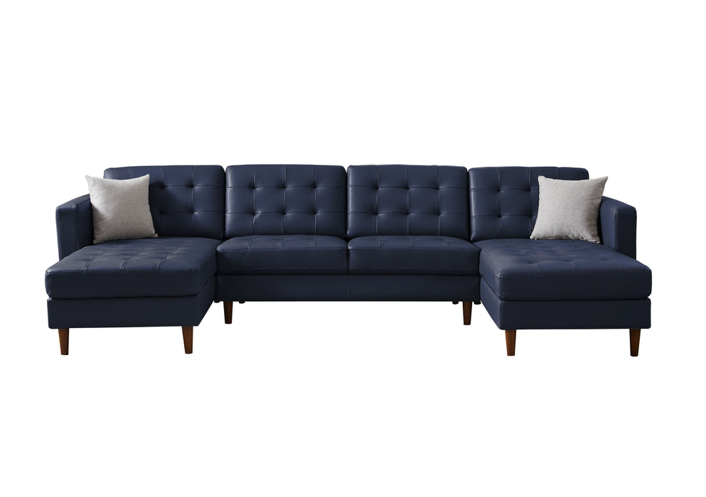 U-Shaped Sofa Tech PU Leather - Dark Blue