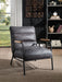Nignu - Accent Chair - Gray Top Grain Leather & Matt Iron Finish Unique Piece Furniture