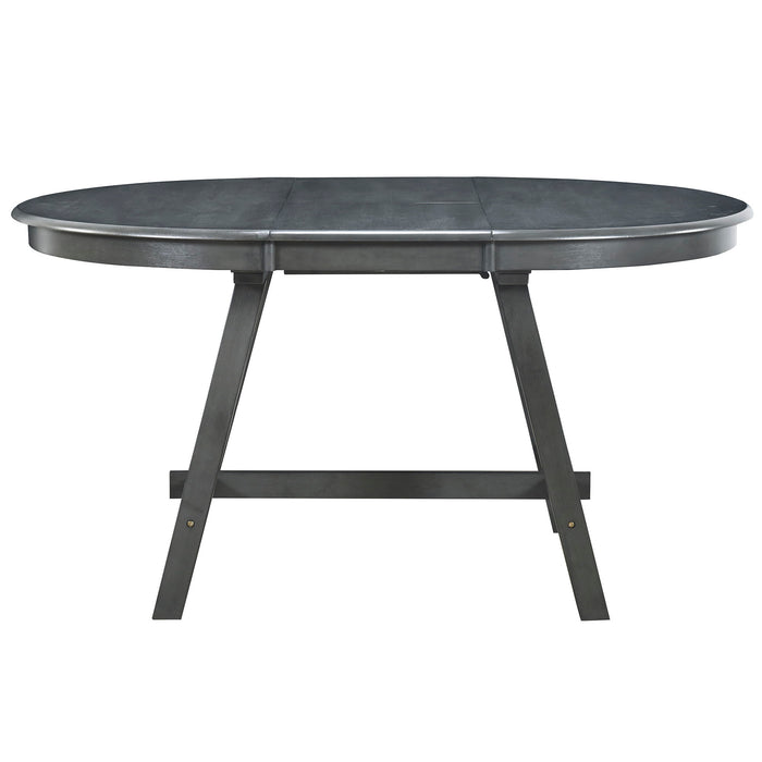 Trexm Wood Dining Table Round Extendable Dining Table For Dining Room (Gray)