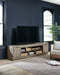 Krystanza - Weathered Gray - TV Stand With Wide Fireplace Insert Unique Piece Furniture