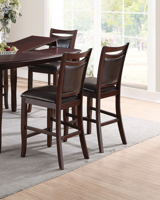 Dining Room Furniture Dark Brown Counter Height Dining Table With Butterfly Leaf 6 High Chairs Wooden Top 7 Piece Set Table Contemporary