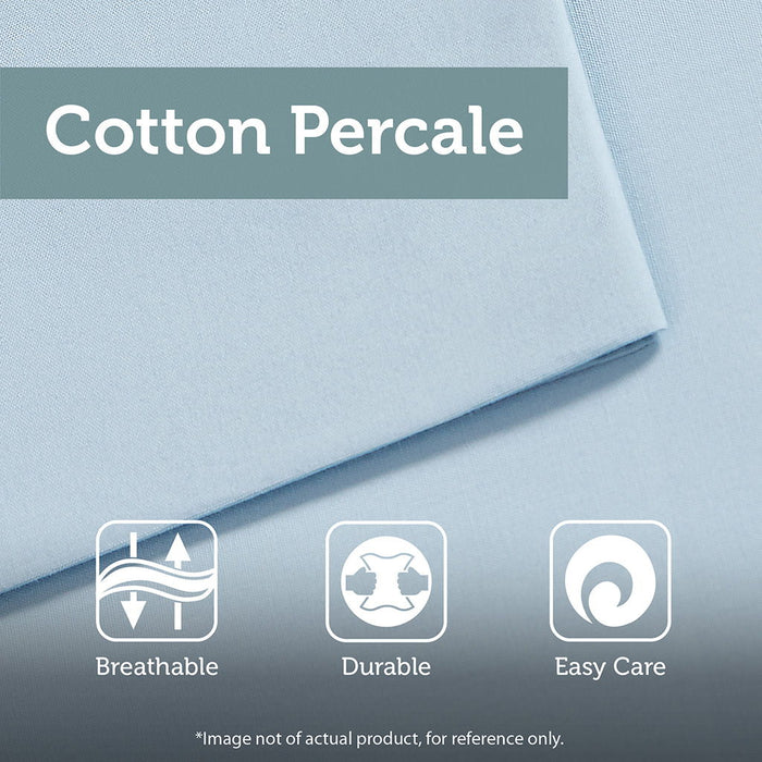 3 Piece Cotton Comforter Set - Navy / Gray