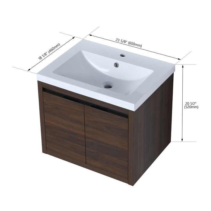 Bathroom Cabinet With Sink, Soft Close Doors - California Walnut