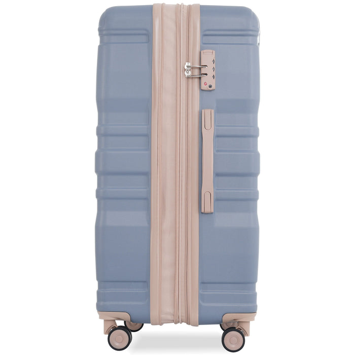 Luggage Sets New Model Expandable Abs Hardshell 3 Pieces Clearance Luggage Hardside Lightweight Durable Suitcase Sets Spinner Wheels Suitcase With Tsa Lock 20''24''28'' (Light Blue And Golden)