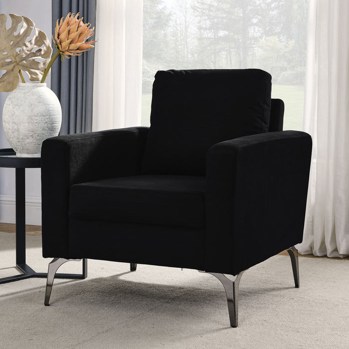 Sofa Chair, With Square Arms And Tight Back, Corduroy Black