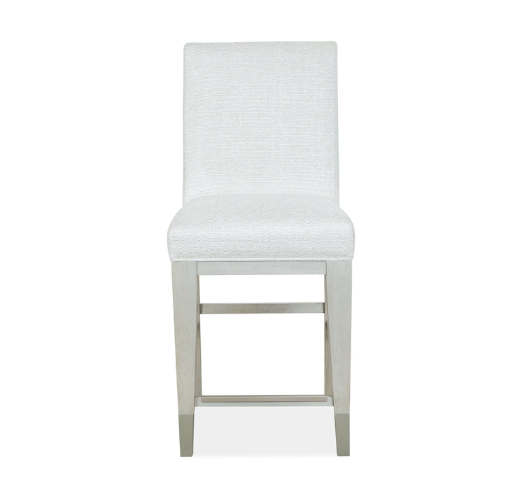 Lenox - Counter Chair With Upholstered Seat and Back (Set of 2) - Warm Silver