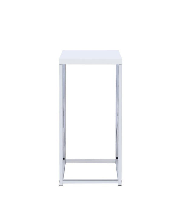 Edmund - Accent Table With X-Cross - Glossy White And Chrome Unique Piece Furniture