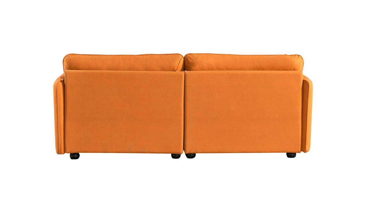 Modern Sofa Loveseat, Sofa Couch, Large Deep Seat Sofa, Loveseat With Hardwood Frame, Mid - Century Upholstered Sofa For Living Room, Bedroom, Apartment Orange - 2