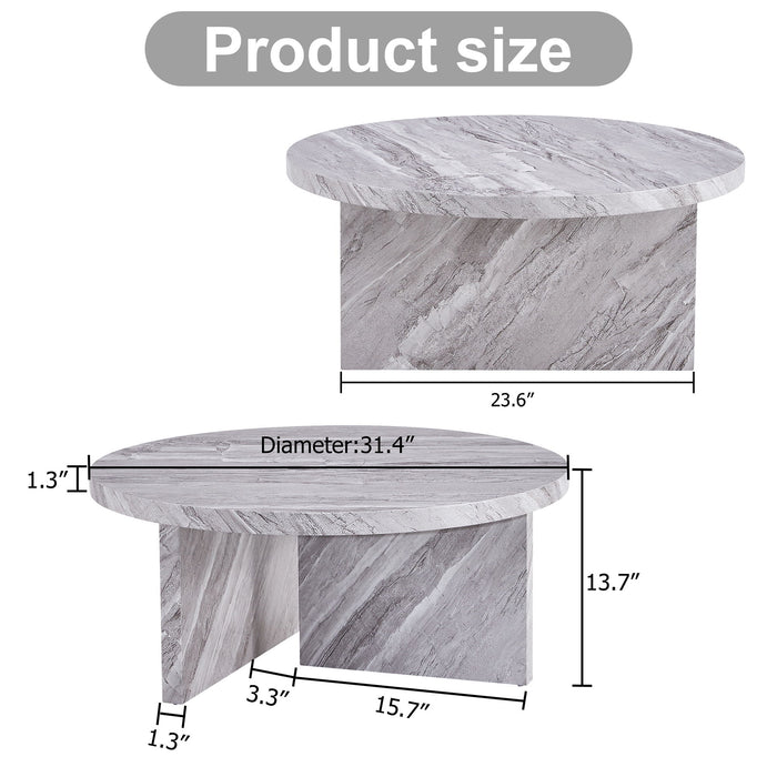 Gray MDF Material Circular Textured Coffee Table, Gray Middle Table, Modern Coffee Table, Suitable For Small Spaces, Living Room