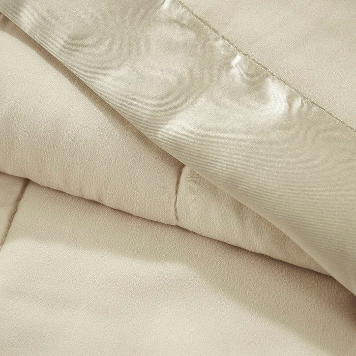 Lightweight Down Alternative Blanket With Satin Trim, Cream