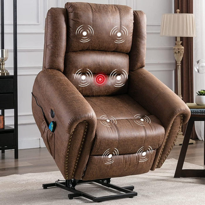 Electric Power Recliner Chair With Massage For Elderly, Remote Control Multi - Function Lifting, Timing, Cushion Heating Chair With Side Pocket - Dark Gray