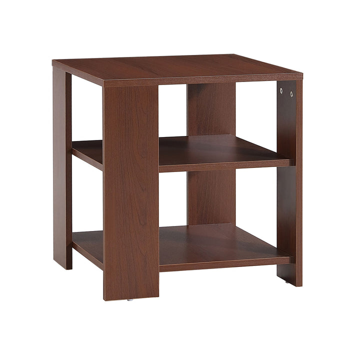 Square Side Table, Simple Style Design, 3-Tier End Table, Wood Nightstand, Bedroom, Easy Assembly, 1-Pack, Classic Brown