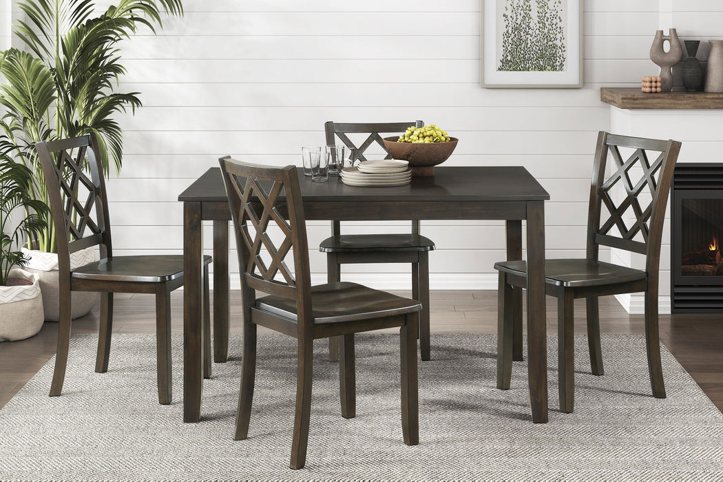 Classic Transitional 5 Piece Dining Set Dining Table And Four Side Chairs Set Charcoal Finish Lattice-Back Chairs Wooden Dining Furniture Set