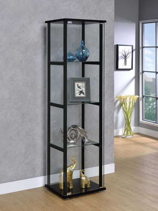 Cyclamen - 4-Shelf Glass Curio Cabinet - Black And Clear Unique Piece Furniture