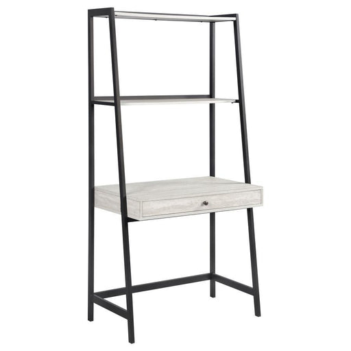 Pinckard - 1-Drawer Ladder Desk - Gray Stone And Black Unique Piece Furniture