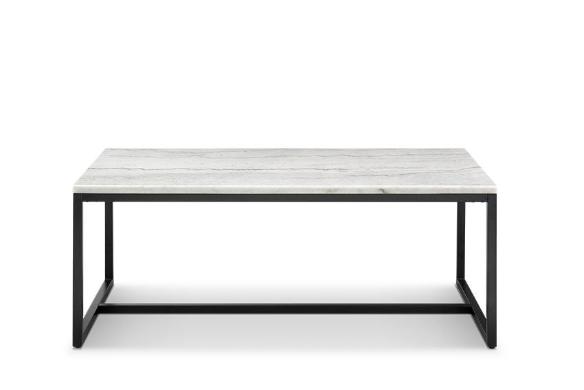 Torin - Rectangular Cocktail Table - White Marble And Matte Black