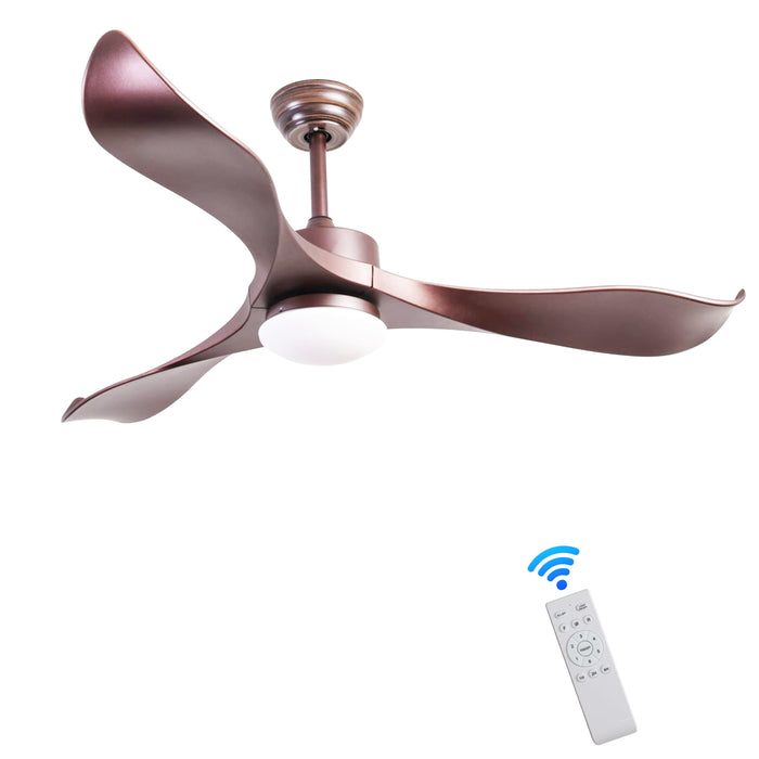 52 Inch Ceiling Fans With Lights, 3 Abs Fan Blades, Classical Style Fan With Remote Control, Noiseless Reversible Dc Motor For Patio/Bedroom/Living Room