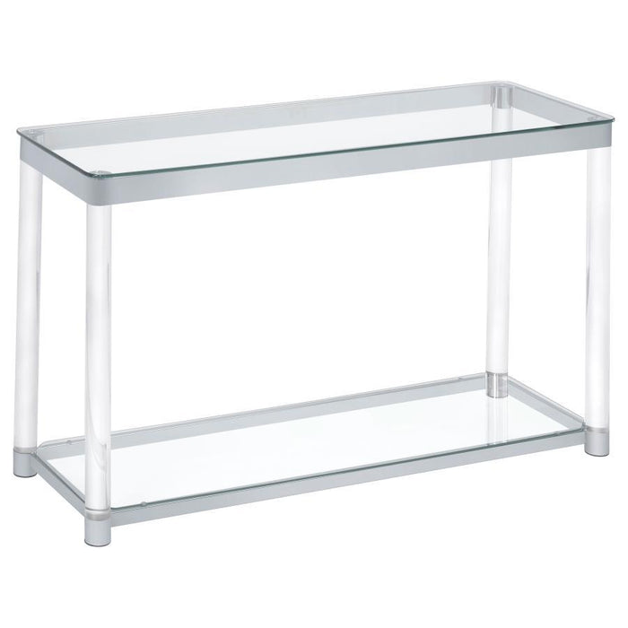 Anne - Sofa Table With Lower Shelf - Chrome And Clear Unique Piece Furniture