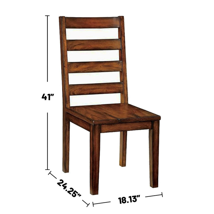 (Set of 2) Wooden Dining Chairs In Tobacco Oak Finish