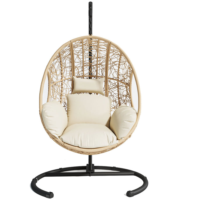 New Comming Outdoor Indoor PE Wicker Swing Egg Chair Natural Color