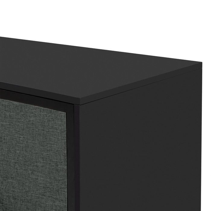 U_Style Curved Design Storage Cabinet With Three Doors And Adjustable Shelves, Suitable For Corridors, Entrances, Living Rooms, And Study - Black