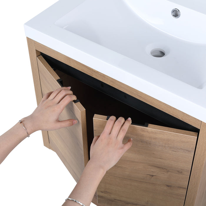 Bathroom Cabinet With Sink, Soft Close Doors - Imitative Oak