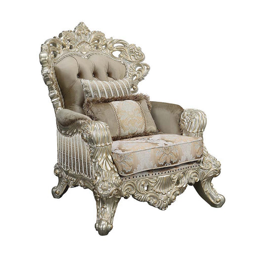 Sorina - Chair - Velvet, Fabric & Antique Gold Finish Unique Piece Furniture