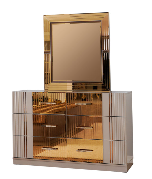 Lorenzo Gold Detailed Mirror Made With Wood In Gray