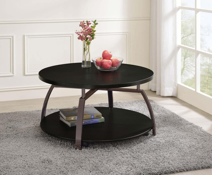 Dacre - Round Coffee Table - Dark Gray And Black Nickel Unique Piece Furniture