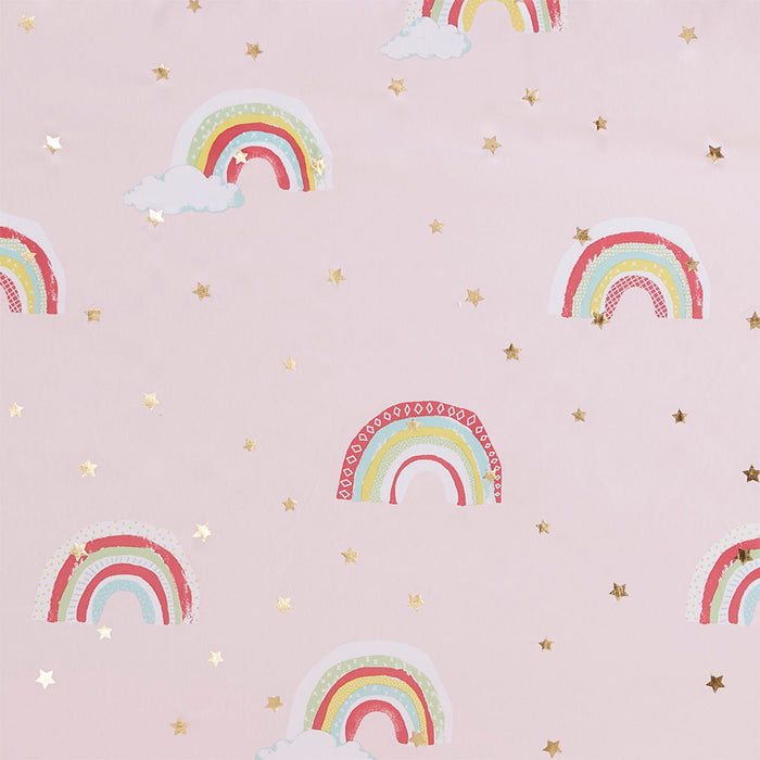 Rainbow With Metallic Printed Total Blackout Curtain Panel In Pink
