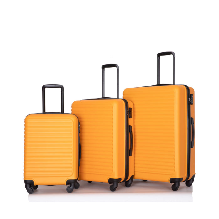 3 Piece Luggage Sets Lightweight Suitcase With Two Hooks, Spinner Wheels - Orange