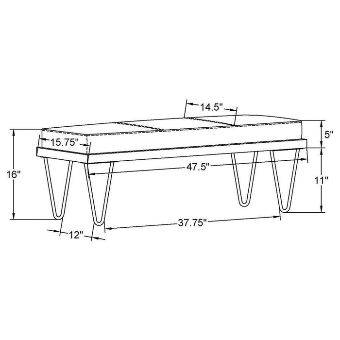 Chad - Upholstered Bench With Hairpin Legs - Dark Blue Unique Piece Furniture