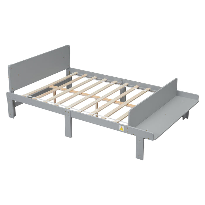 Full Bed With Footboard Bench, Gray