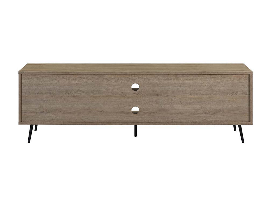 Wafiya - TV Stand - Rustic Oak, White & Black Finish Unique Piece Furniture