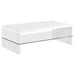 Airell - Rectangular Coffee Table With Glass Shelf - White High Gloss Unique Piece Furniture