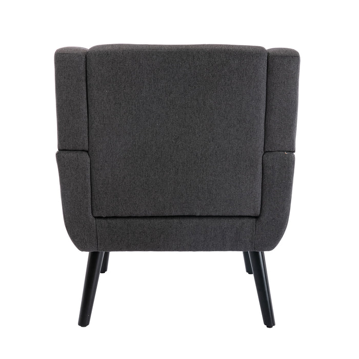 Modern Soft Linen Material Ergonomics Accent Chair Living Room Chair Bedroom Chair Home Chair With Black Legs For Indoor Home - Dark Gray
