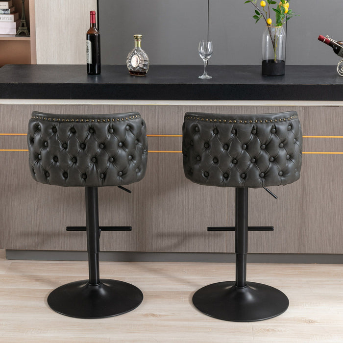 Swivel Barstools AdjUSAtble Seat Height, Modern PU Upholstered Bar Stools With The Whole Back Tufted, For Home Pub And Kitchen Island (Dark Gray, (Set of 2)
