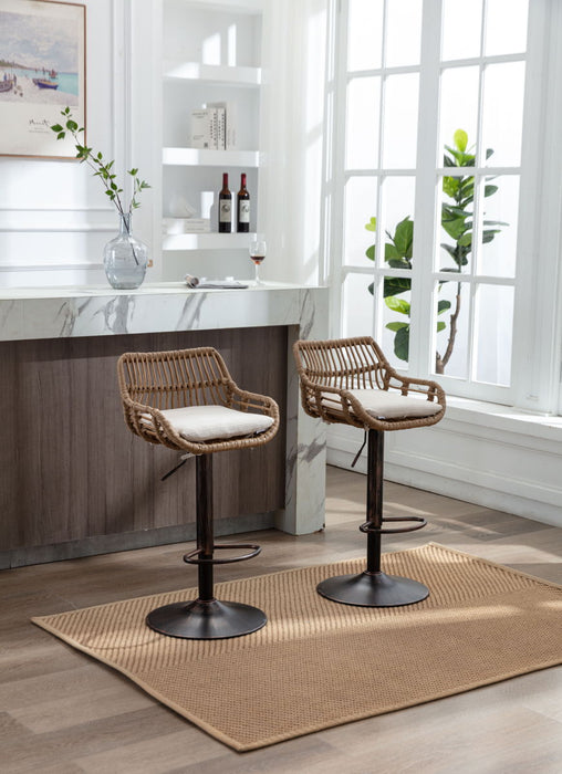 Coolmore Swivel Bar Stools (Set of 2) Adjustable Counter Height Chairs With Footrest For Kitchen