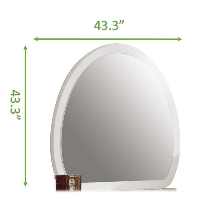 Laura Oval Shaped Mirror Made With Wood In White Frame