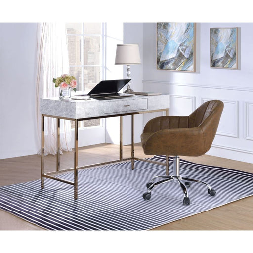 Piety - Vanity Desk - Silver PU & Champagne Unique Piece Furniture