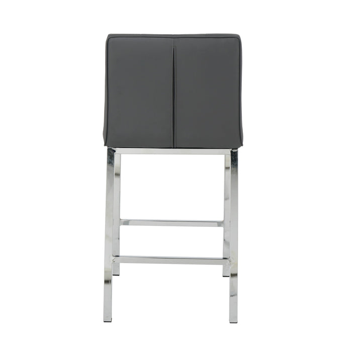 Modern Design High Counter Stool Electroplated Leg Kitchen Restaurant Gray PU Bar Chair (Set of 2)