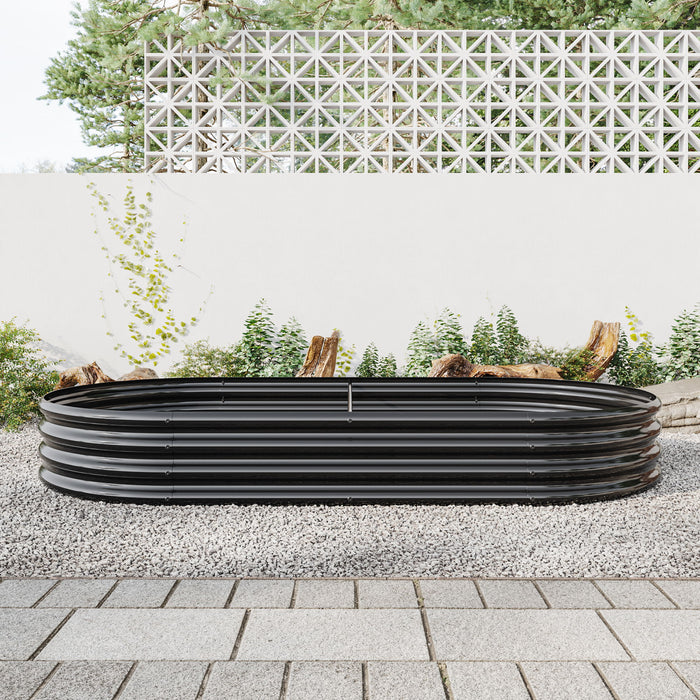Raised Garden Bed Outdoor, Oval Large Metal Raised Planter Bed For For Plants, Vegetables, And Flowers - Black